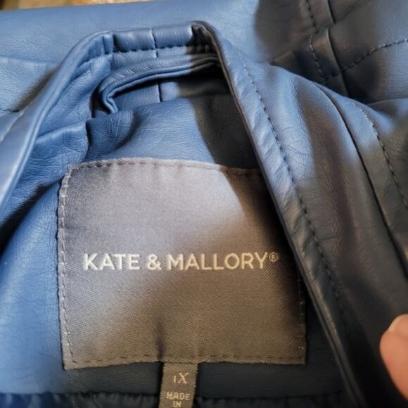 Faux Leather moto jacket blue Women's 1X 1XL motorcycle sexy - Picture 6 of 9